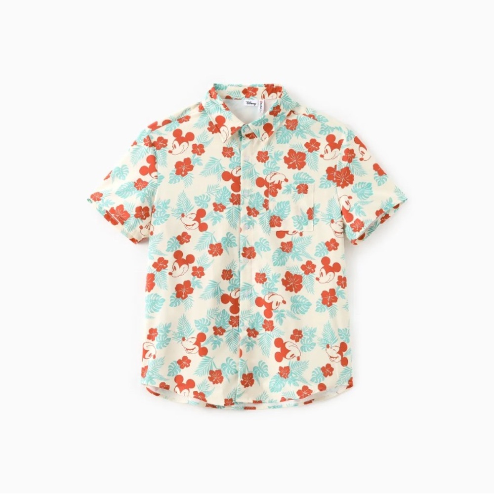 Men Disney Mickey Floral Allover Print Shirt - Picture 4 of 8